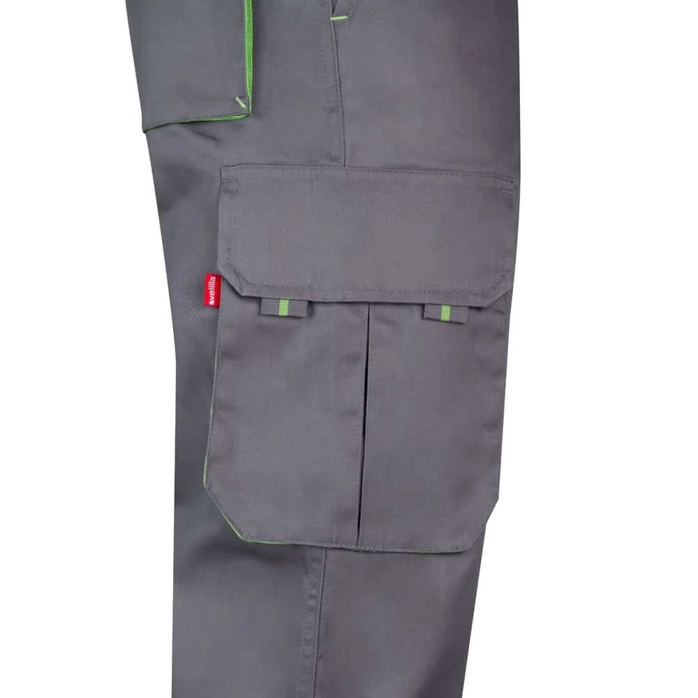 VL HYPNOS. Tvåfärgade byxor i twill med flera fickor (200g/m²), i bomull (35%) och polyester (65%)