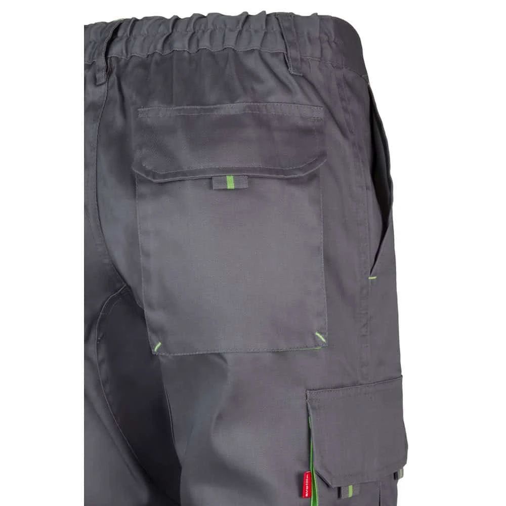 VL HYPNOS. Tvåfärgade byxor i twill med flera fickor (200g/m²), i bomull (35%) och polyester (65%)