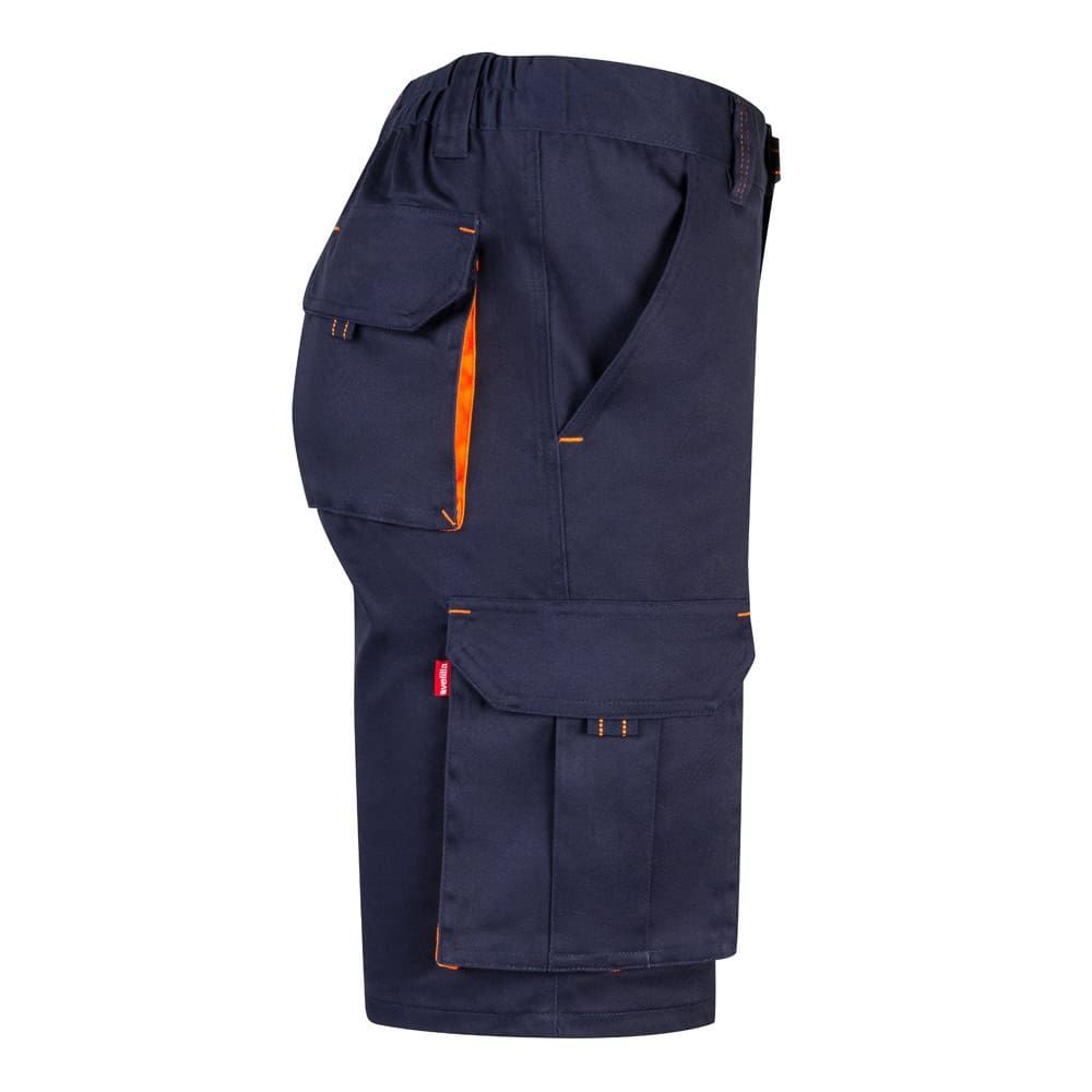VL HEMERA. Tvåfärgade bermudashorts med flera fickor i stretch (240g/m²), i bomull (46%), EME (38%) och polyester (16%)