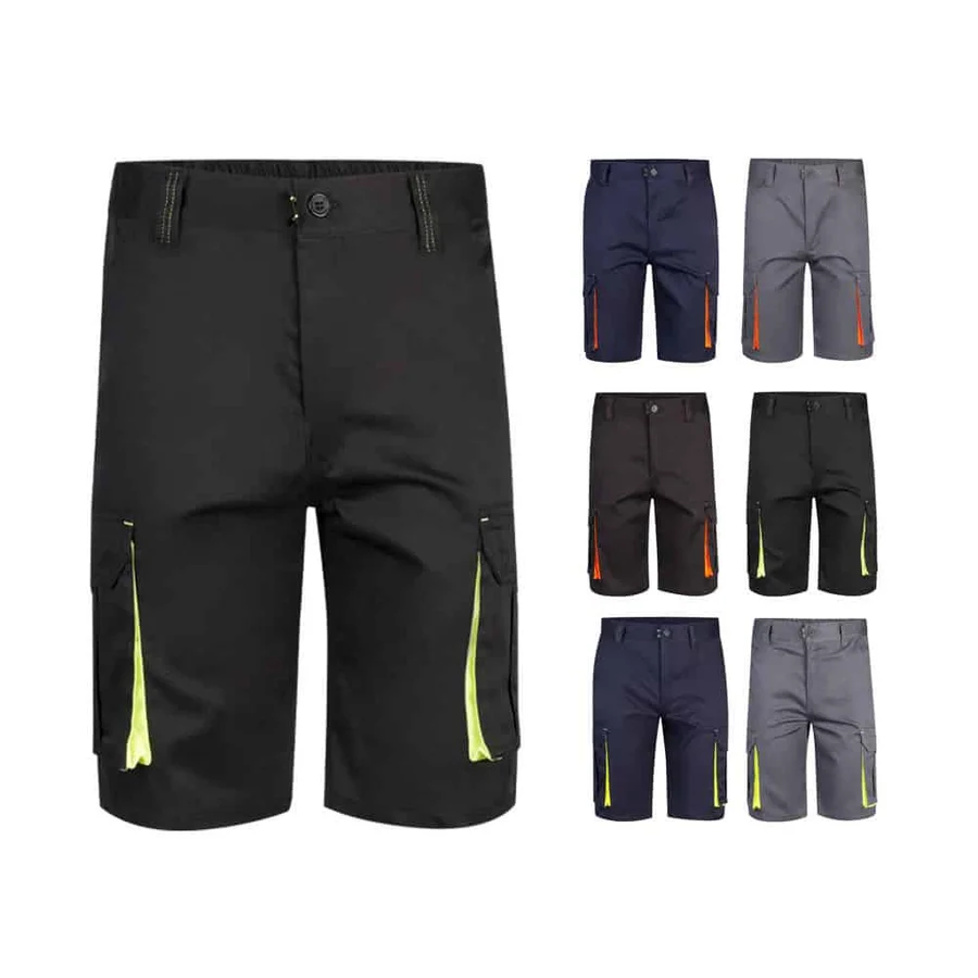 VL HEMERA. Tvåfärgade bermudashorts med flera fickor i stretch (240g/m²), i bomull (46%), EME (38%) och polyester (16%)