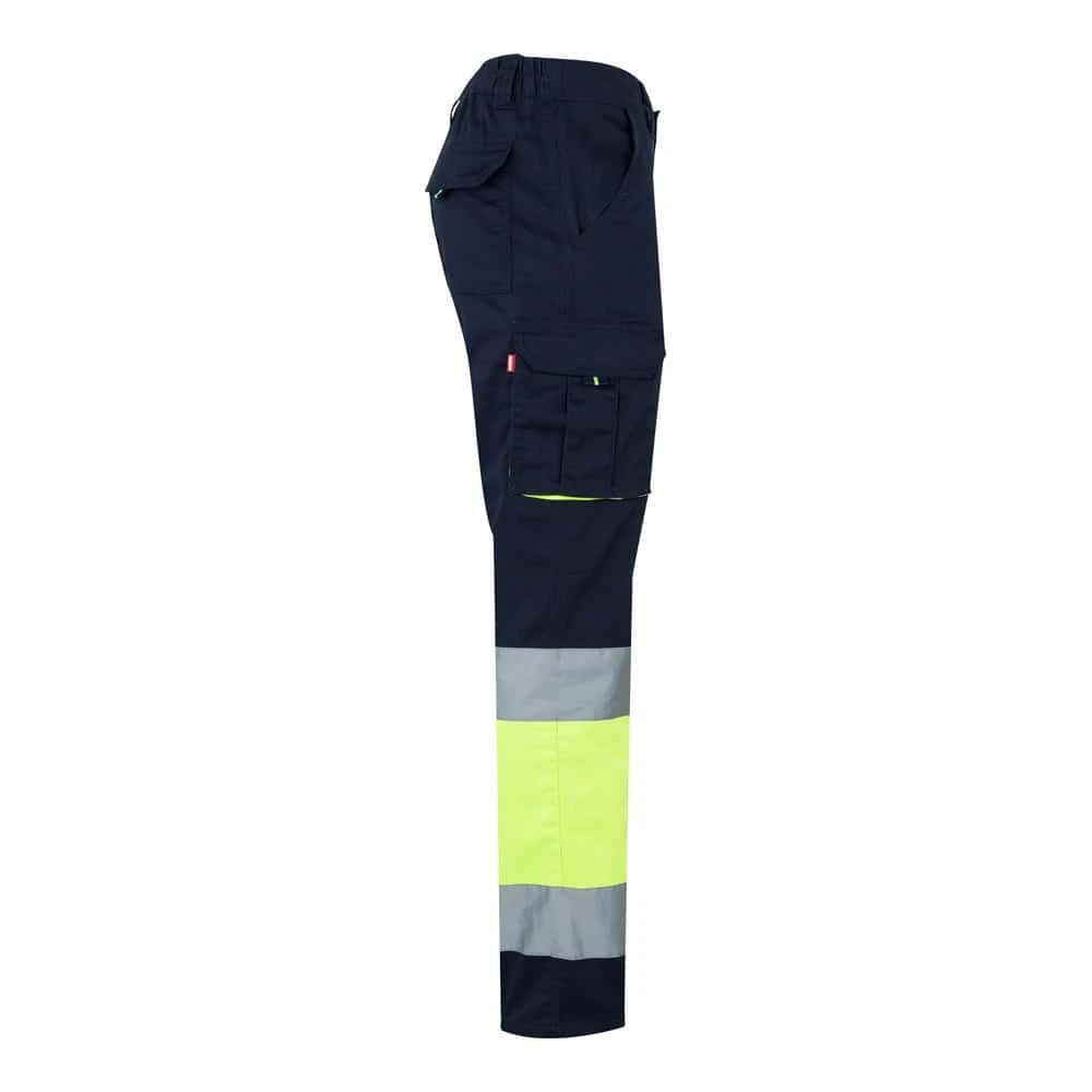 VL ZEUS LARGE. Tvåfärgade stretchbyxor med flera fickor (240g/m²), i bomull (46%), EME (38%) och polyester (16%)