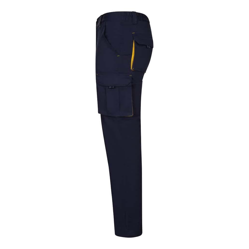 VL FIDES. Tvåfärgade stretchbyxor med flera fickor (240g/m²), i bomull (46%), EME (38%) och polyester (16%)