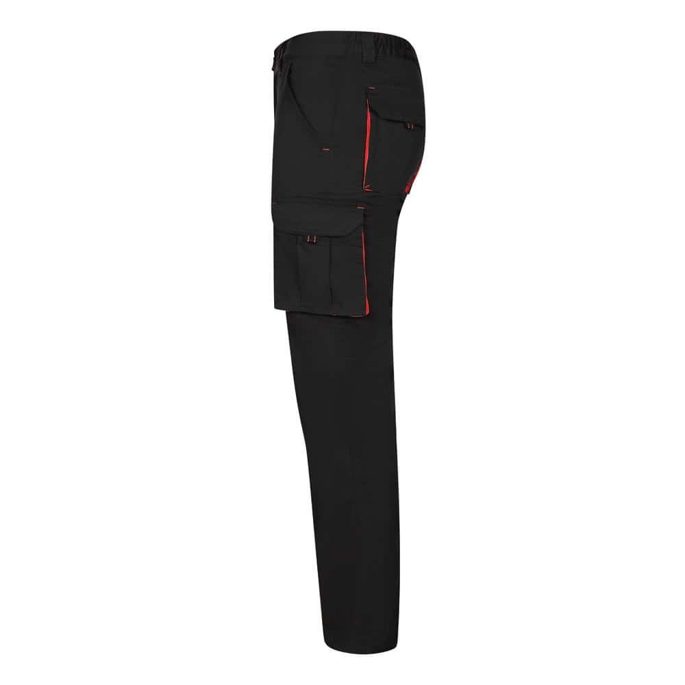 VL FIDES. Tvåfärgade stretchbyxor med flera fickor (240g/m²), i bomull (46%), EME (38%) och polyester (16%)