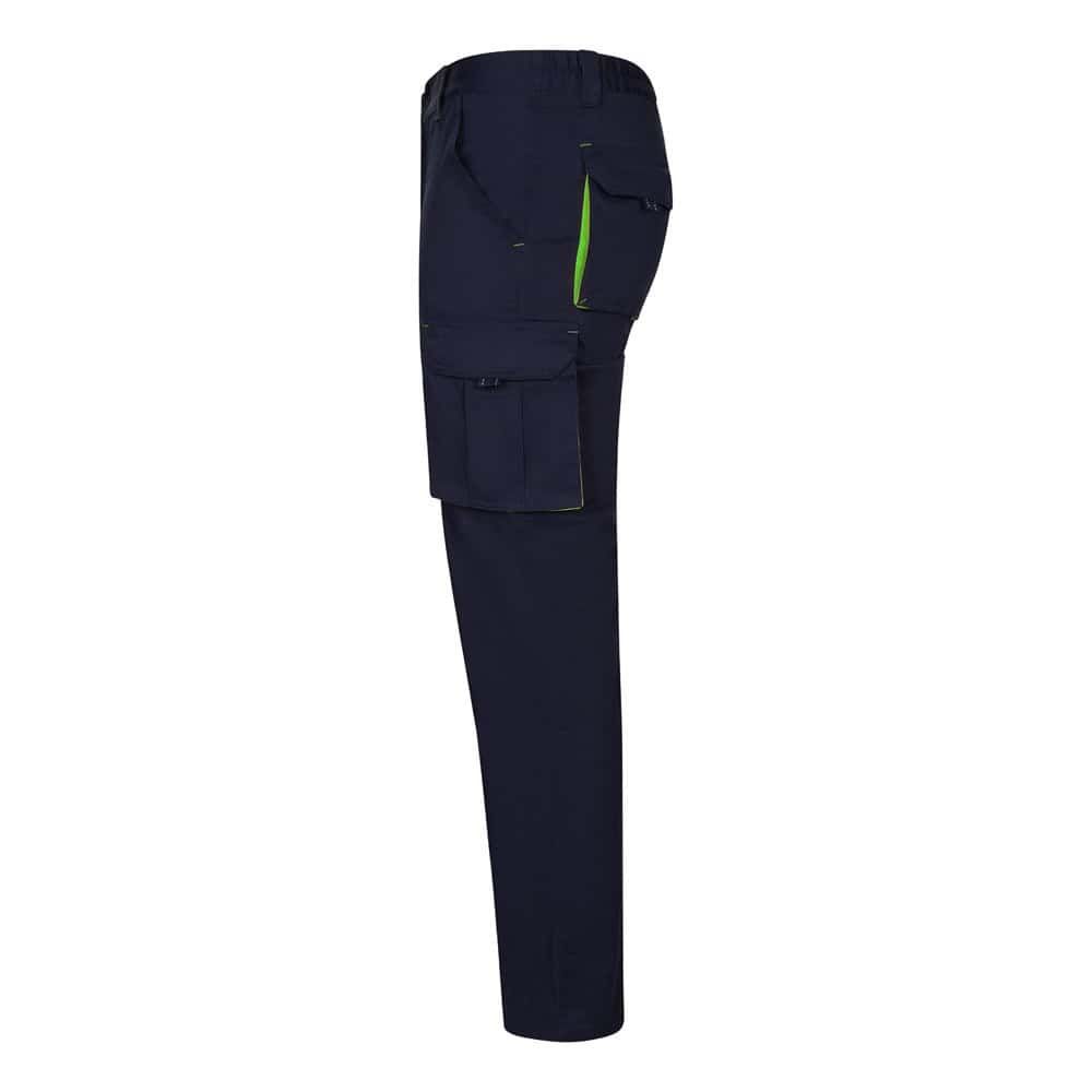 VL FIDES. Tvåfärgade stretchbyxor med flera fickor (240g/m²), i bomull (46%), EME (38%) och polyester (16%)