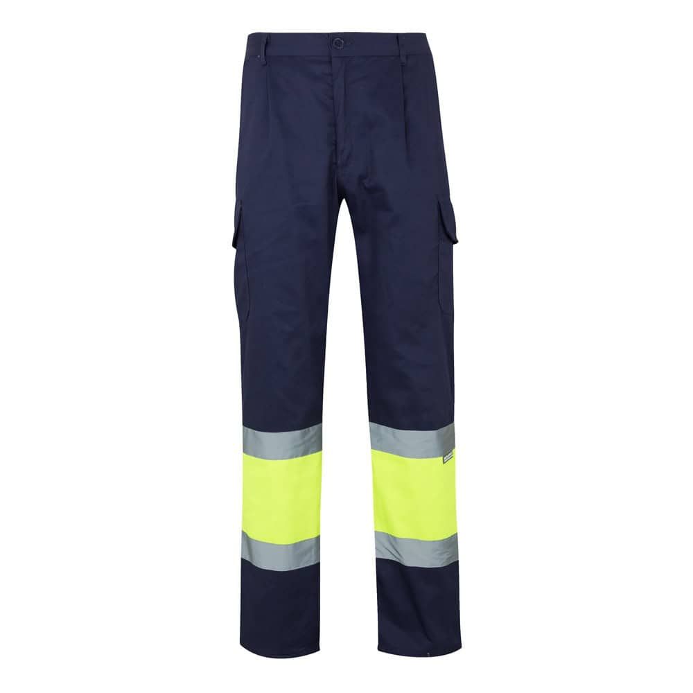 VL ATHENA. Tvåfärgade byxor i kypert (210g/m²), fodrade, flerfickor, i bomull (20%) och polyester (80%)