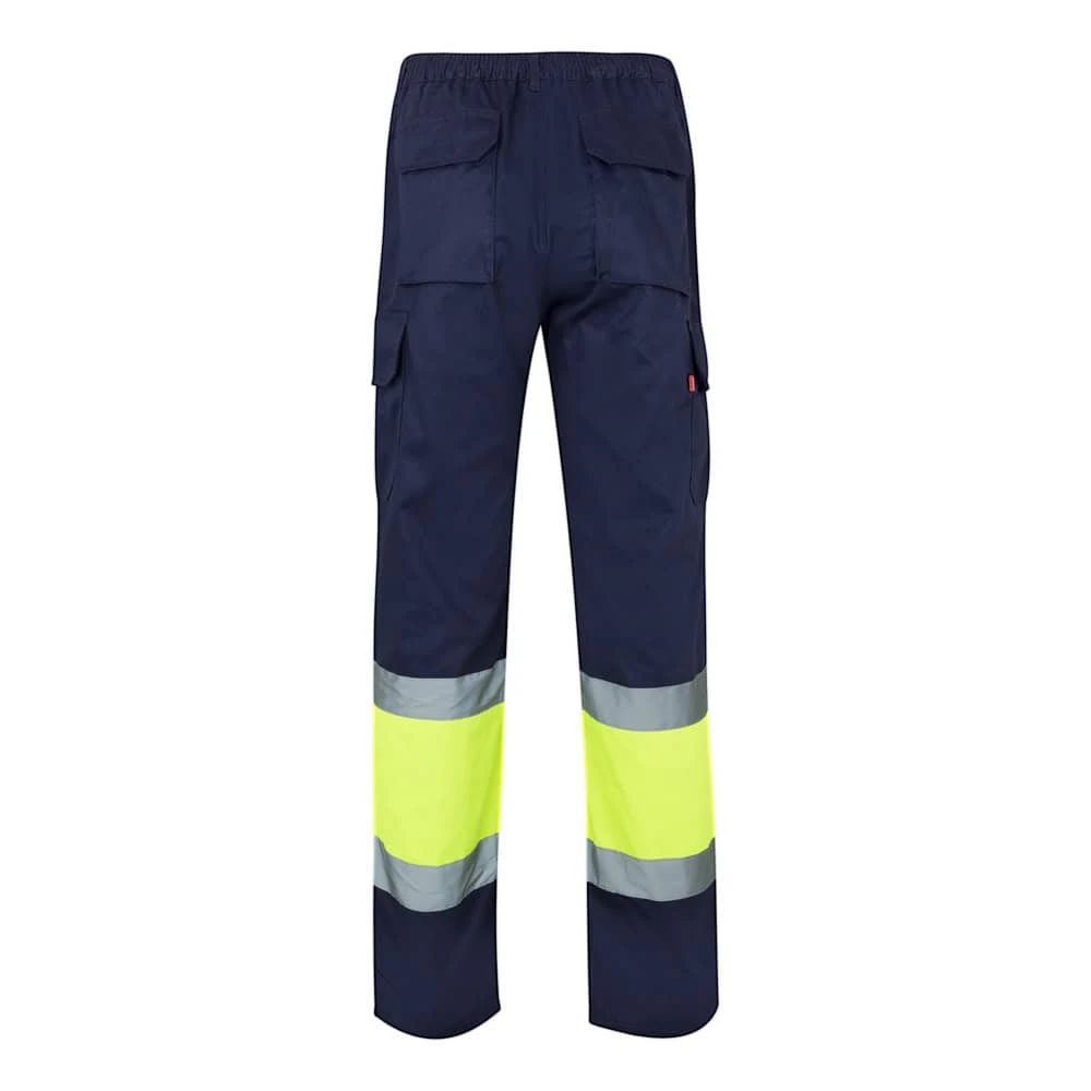 VL ATHENA. Tvåfärgade byxor i kypert (210g/m²), fodrade, flerfickor, i bomull (20%) och polyester (80%)