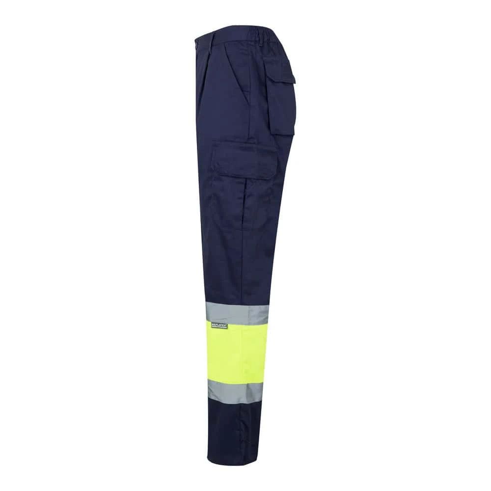 VL ATHENA. Tvåfärgade byxor i kypert (210g/m²), fodrade, flerfickor, i bomull (20%) och polyester (80%)