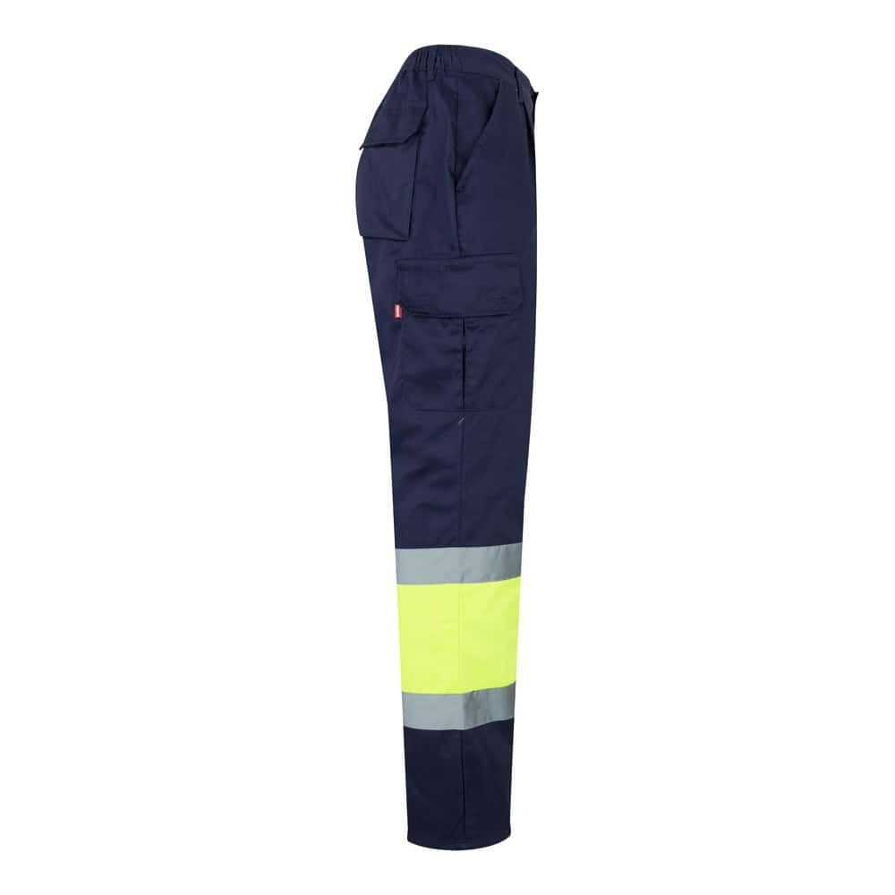 VL ATHENA. Tvåfärgade byxor i kypert (210g/m²), fodrade, flerfickor, i bomull (20%) och polyester (80%)