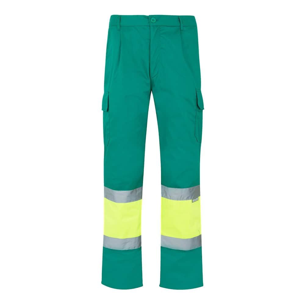 VL ATHENA. Tvåfärgade byxor i kypert (210g/m²), fodrade, flerfickor, i bomull (20%) och polyester (80%)