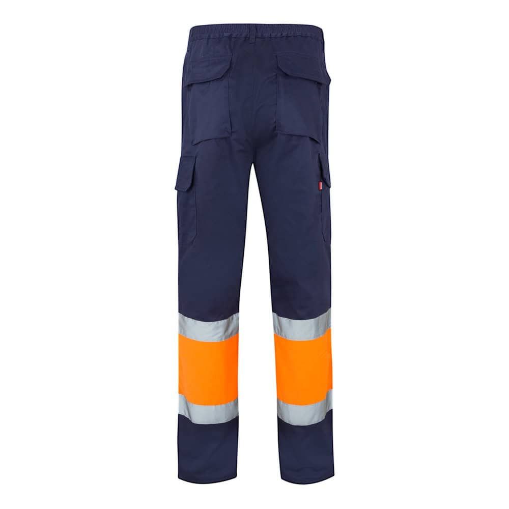 VL ATHENA. Tvåfärgade byxor i kypert (210g/m²), fodrade, flerfickor, i bomull (20%) och polyester (80%)