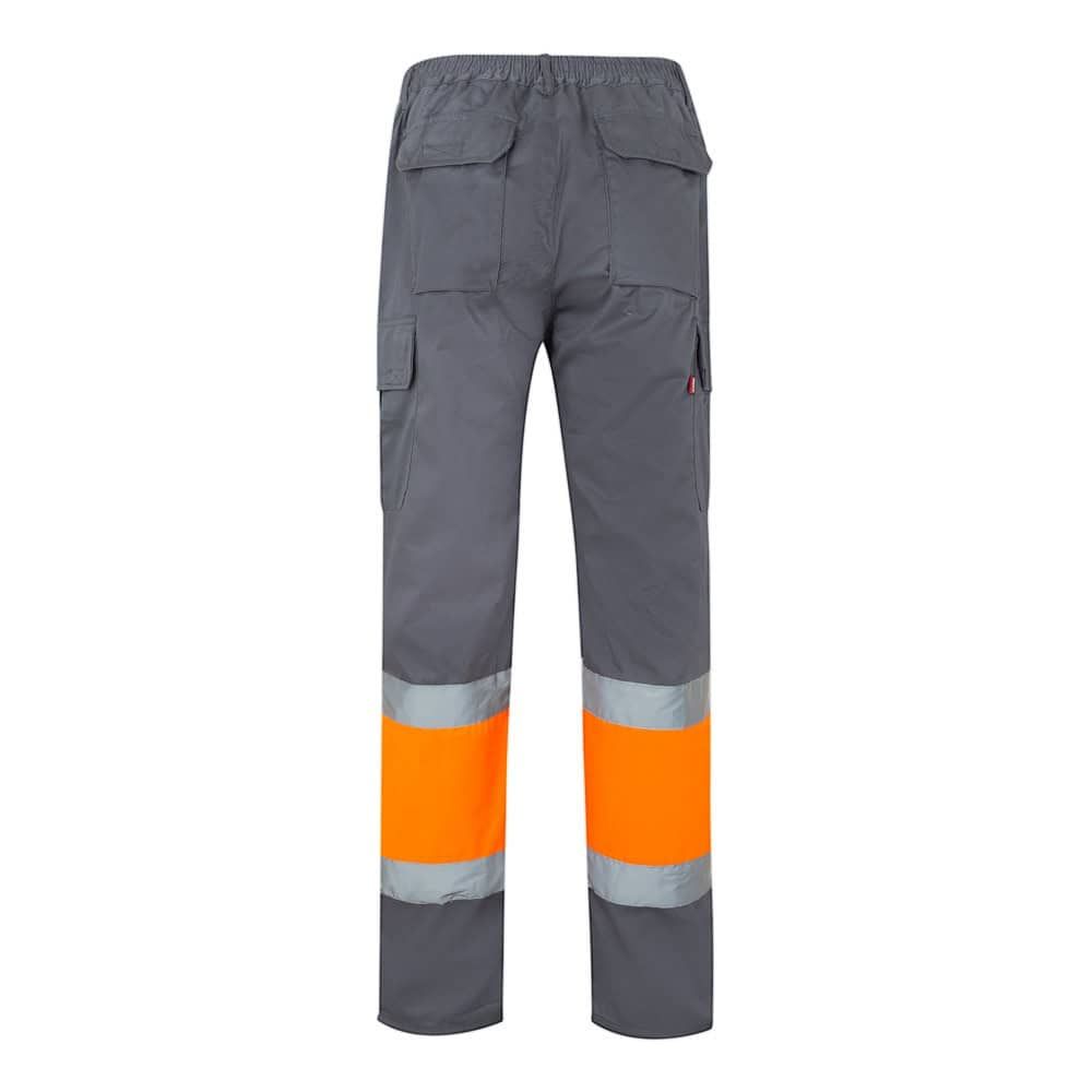VL ATHENA. Tvåfärgade byxor i kypert (210g/m²), fodrade, flerfickor, i bomull (20%) och polyester (80%)