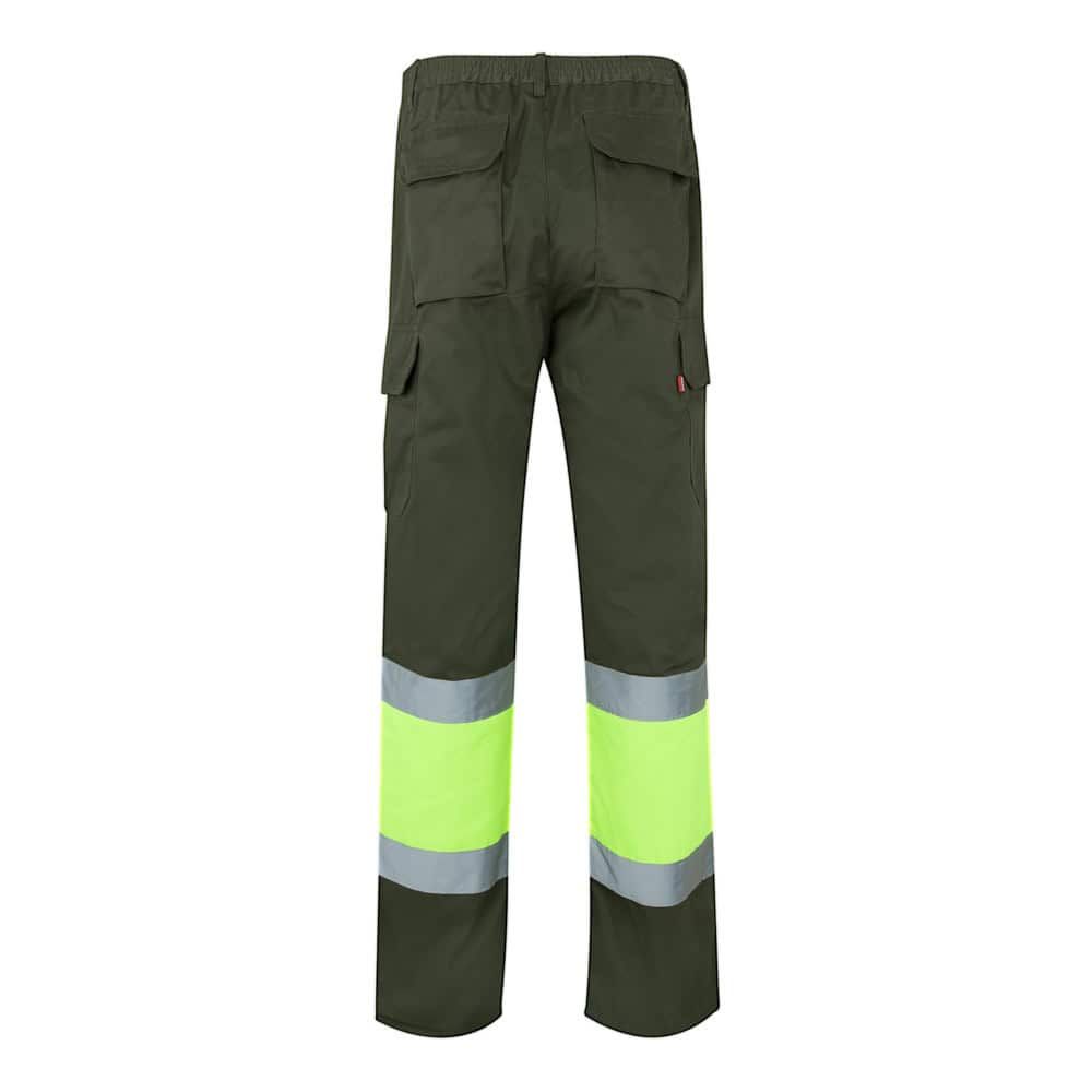 VL ATHENA. Tvåfärgade byxor i kypert (210g/m²), fodrade, flerfickor, i bomull (20%) och polyester (80%)