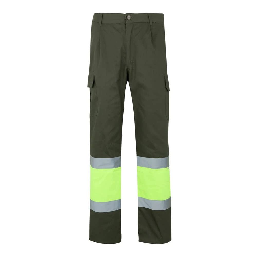 VL ATHENA. Tvåfärgade byxor i kypert (210g/m²), fodrade, flerfickor, i bomull (20%) och polyester (80%)