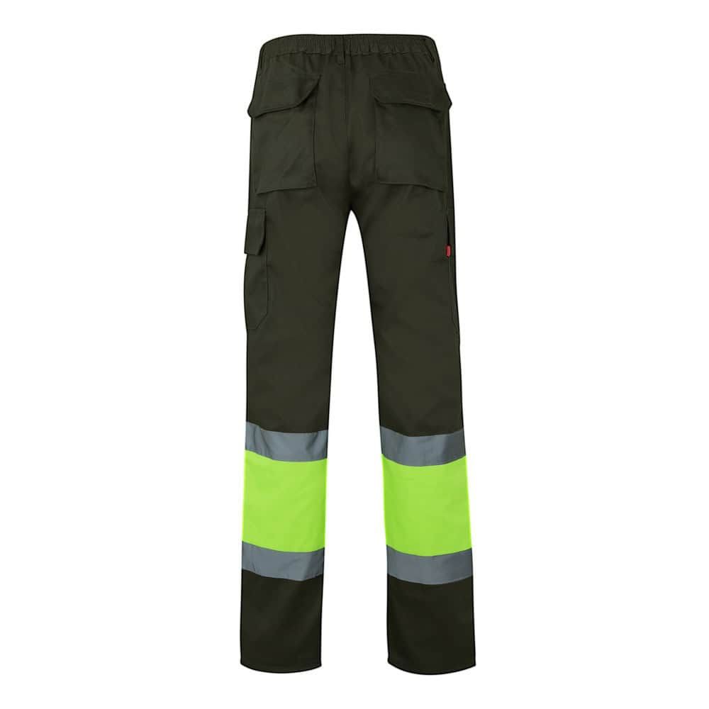 Högsynlighetsbyxor i twill med fickor, bomull och polyester.