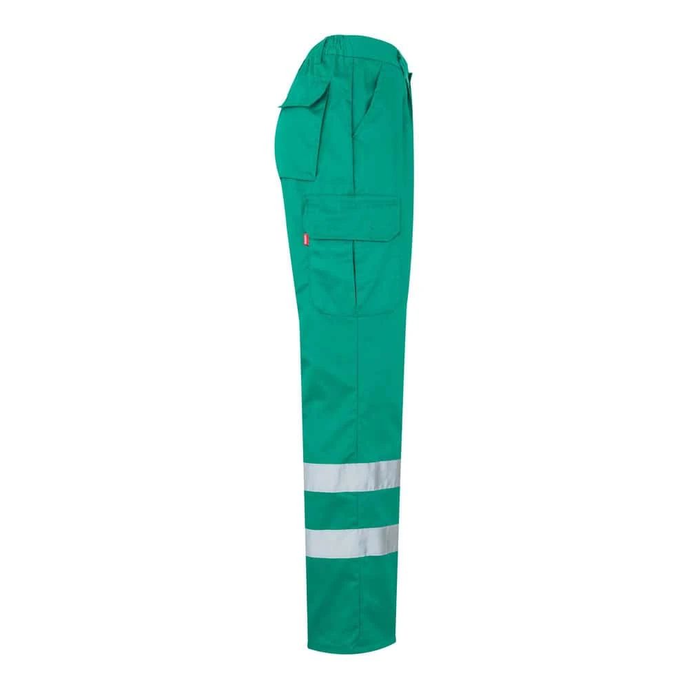 Högkvalitativa arbetsbyxor i bomull och polyester med flera fickor för praktisk förvaring.