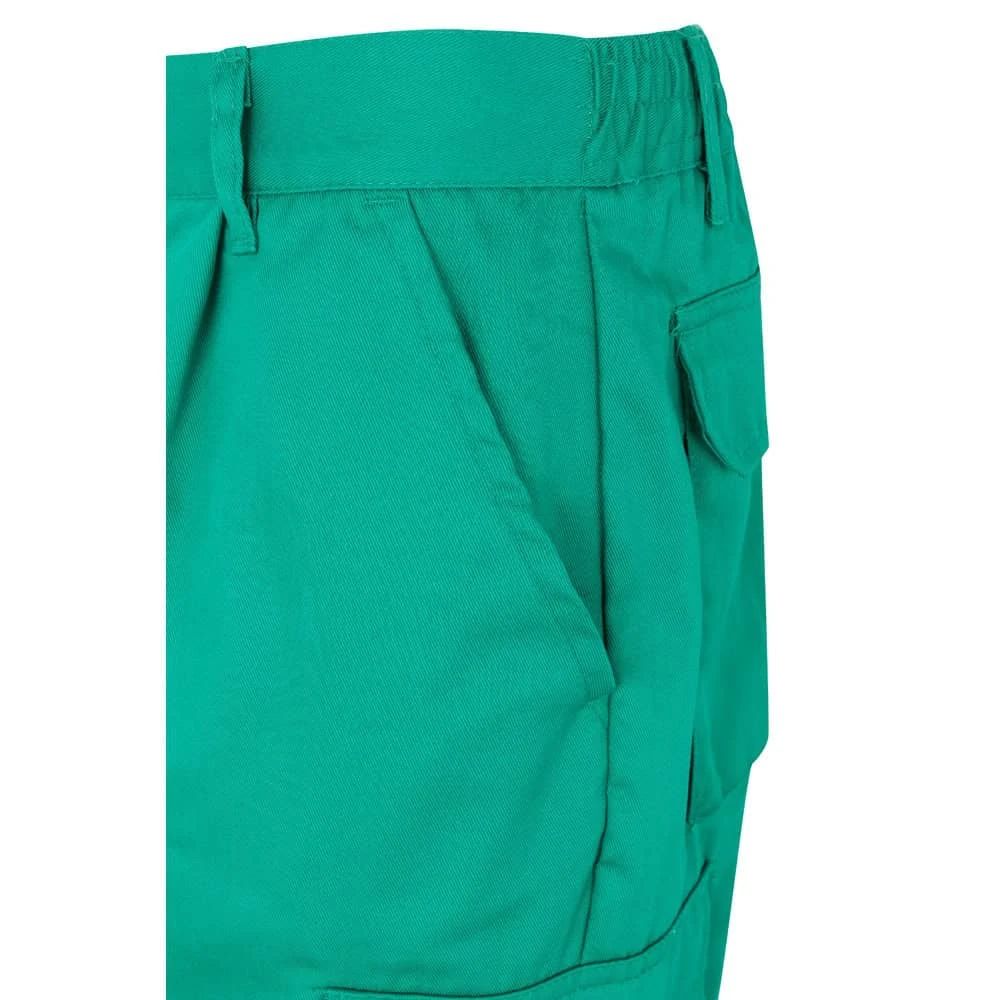 Turkosa arbetsbyxor i bomull/polyester med flera fickor, 200g/m².