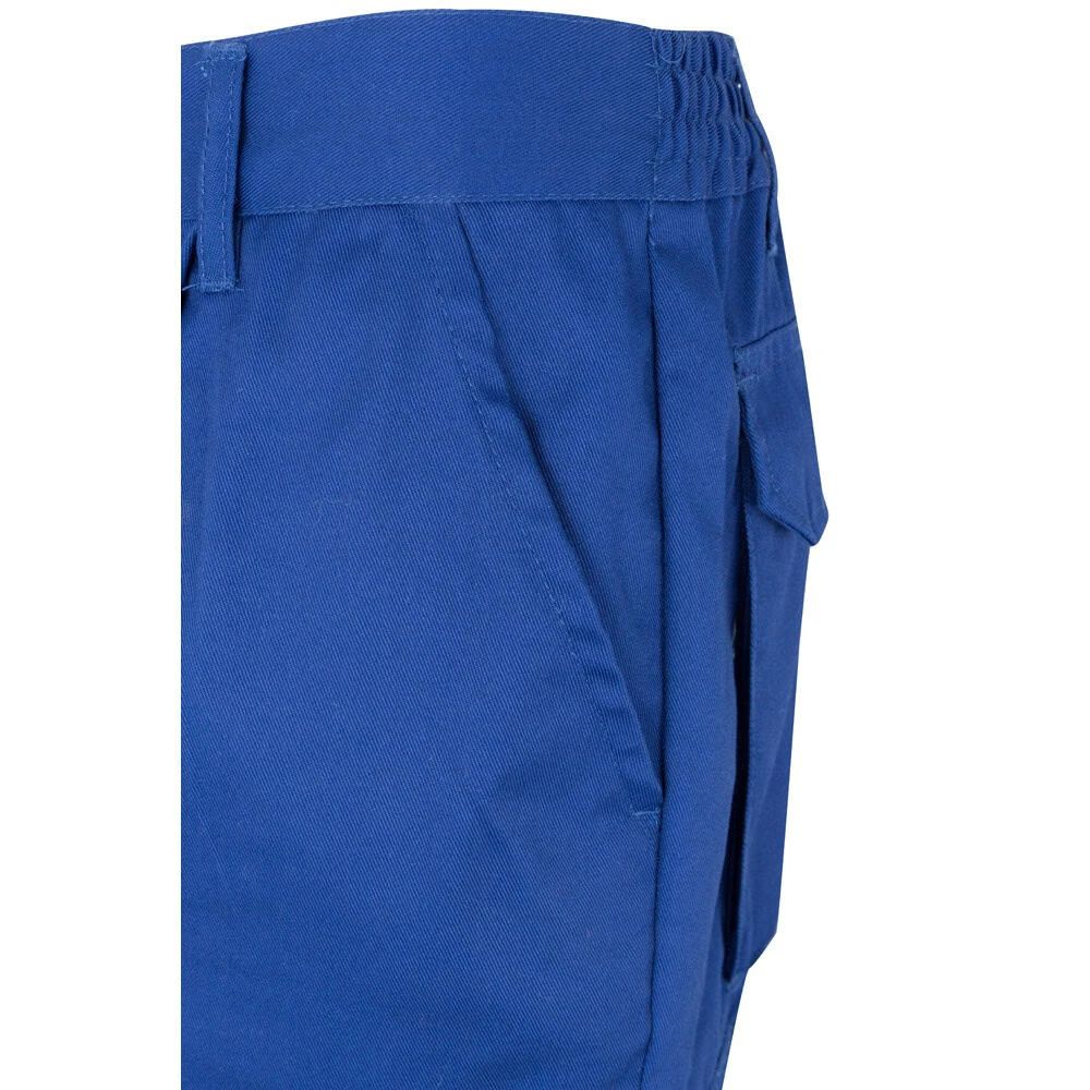 Blå twillbyxa med flera fickor i bomull och polyester.