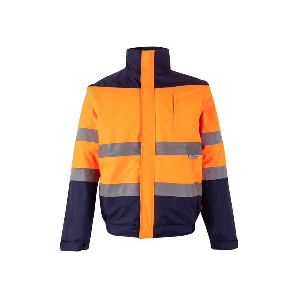 Vadderad jacka VL JUPITER i tvåfärgad polyester med reflexdetaljer och PU-beläggning. Perfekt för ar.