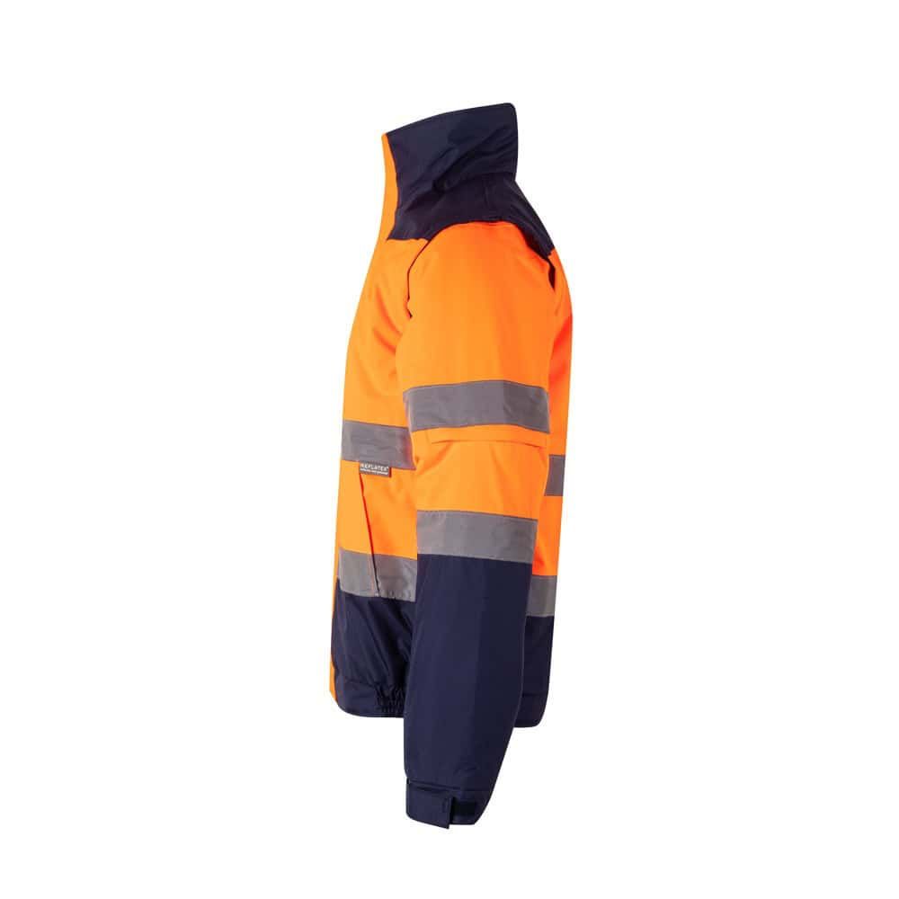 Högsynlig varmdäderad jacka i polyester med reflexdetaljer.