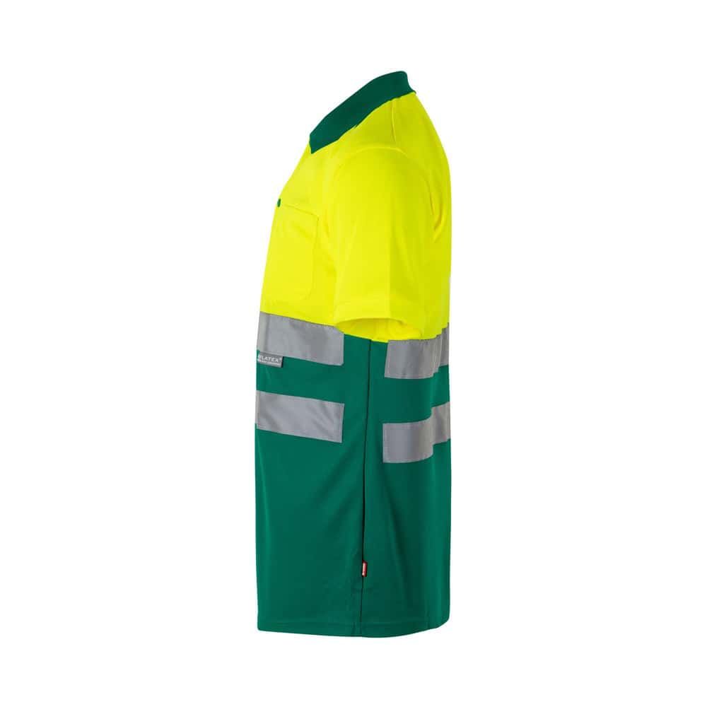 Färgglad arbetsväst i neon och grått med reflexdetaljer.