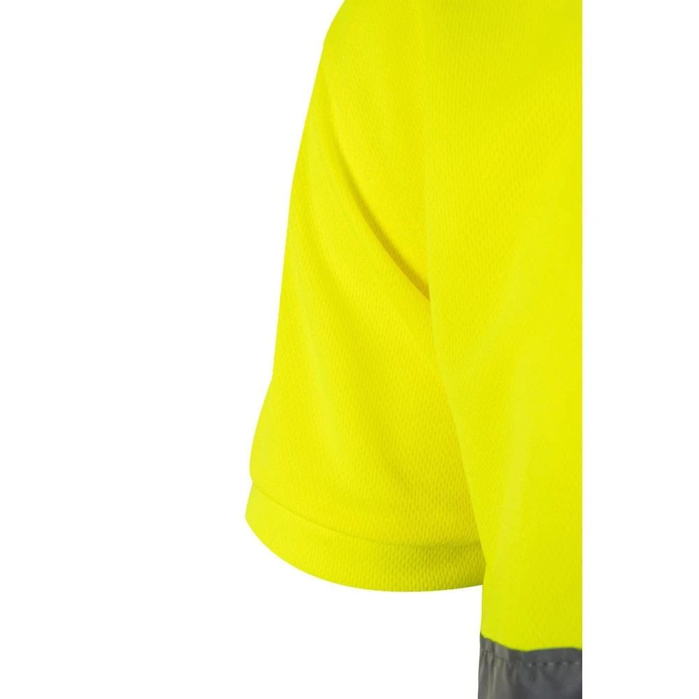 Ljusr Gul Pikétröja i polyester med fågelögonmönster, korta ärmar för sport och fritid.