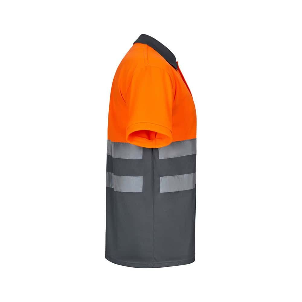 Orange och grå väggarbetströja med reflekterande band, kort ärm, polyester 160g/m².