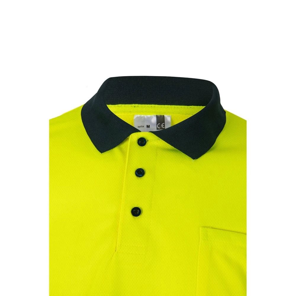 Tvåfärgad pikétröja i polyester med fågelögonmönster och lång ärm.