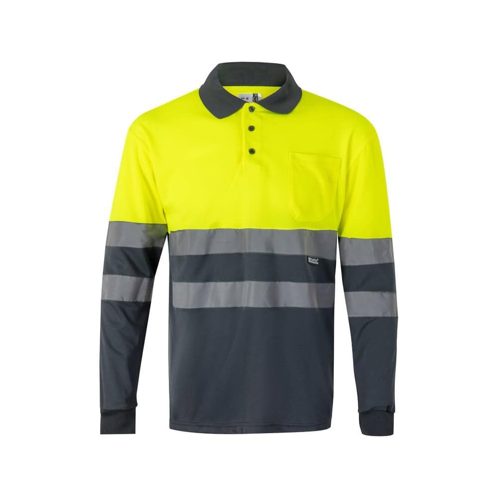 Pikétröja i två färger med fågelögonmönster, långärmad, 160g/m², polyester.