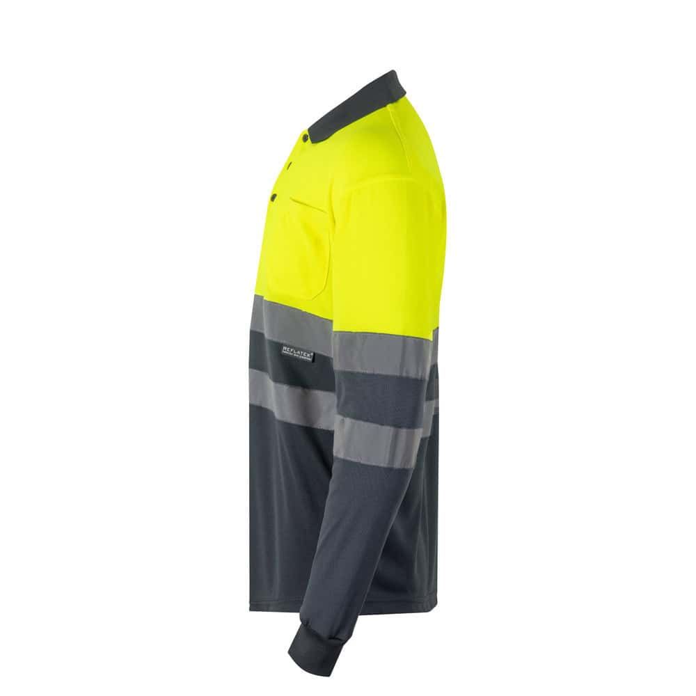 VL VULCAN LARGE. Tvåfärgad pikétröja med fågelögon (160g/m²) med långa ärmar, i polyester (100%)