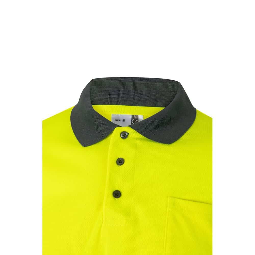 Gul och svart VULCAN LARGE pikétröja med fågelögon, långärmad, polyester 160g/m².