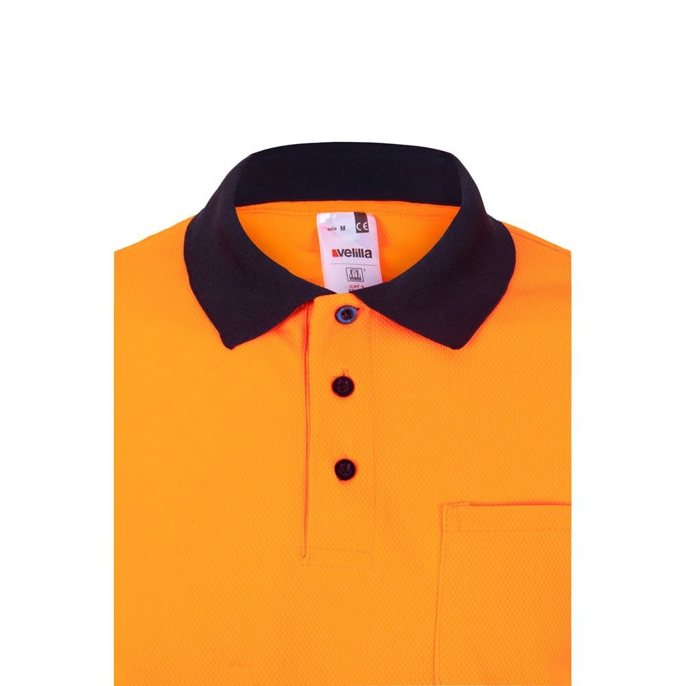 Tvåfärgad VULCAN LARGE pikétröja med fågelögon, långärmad, polyester.