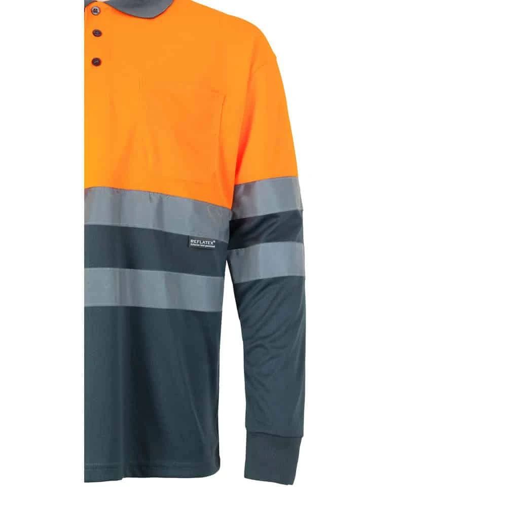 VL VULCAN LARGE. Tvåfärgad pikétröja med fågelögon (160g/m²) med långa ärmar, i polyester (100%)
