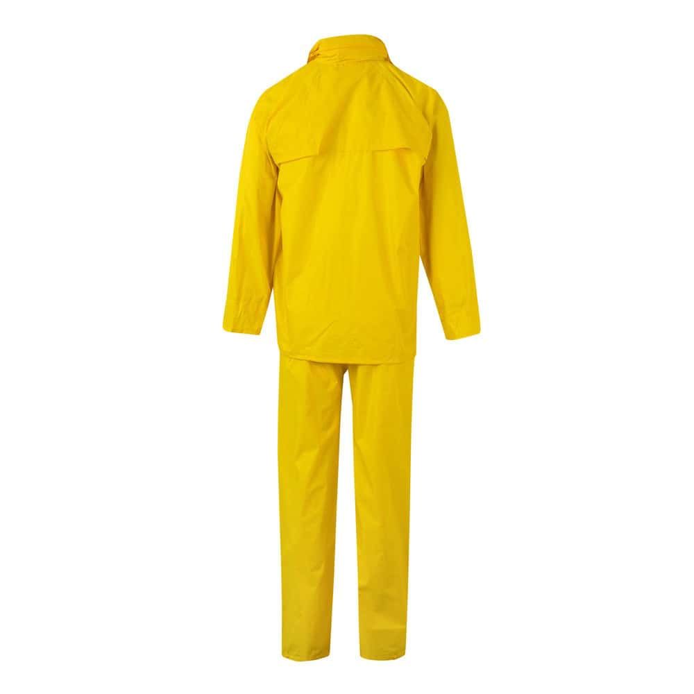 Regndräkt VL SEDNA i gul färg, tvådelad i polyester (100%) med PVC-beläggning för skydd mot väder oc.