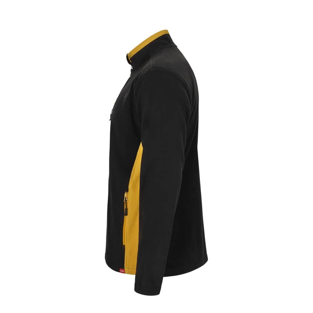 Fleecetröja i tvåfärgad design med svart och gult, 220g/m² polyester, perfekt för företagsprofilerin.