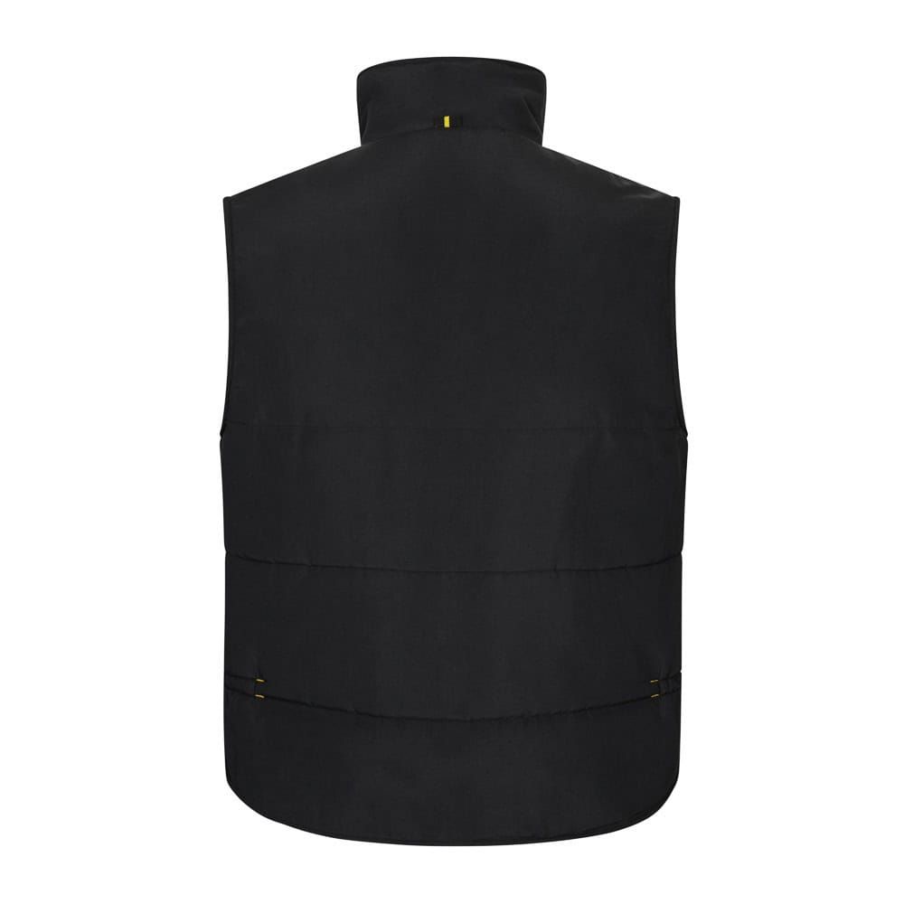 Svart vadderad väst med multifickor i polyester, 120g/m².