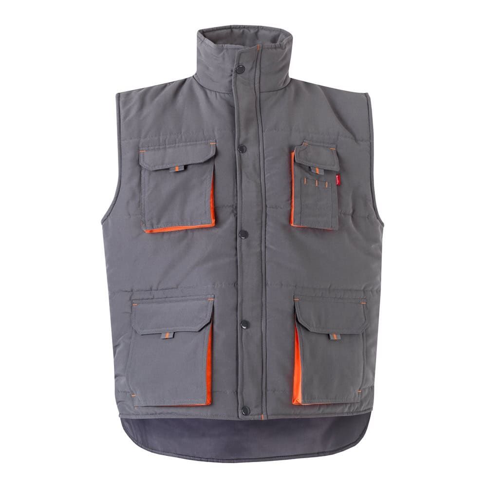 Vadderad tvåfärgad väst med multifickor i polyester, 120g/m².