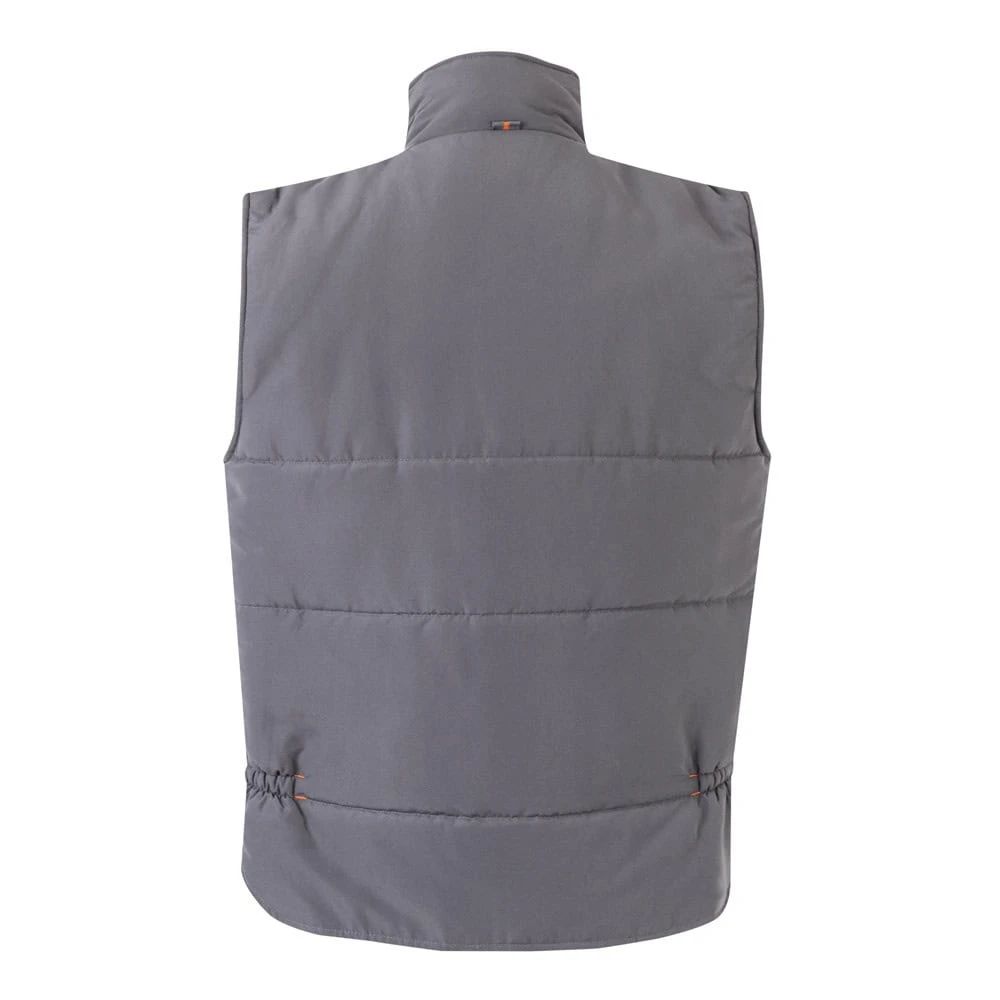 Vadderad tvåfärgad väst i polyester med multifickor, 120g/m².