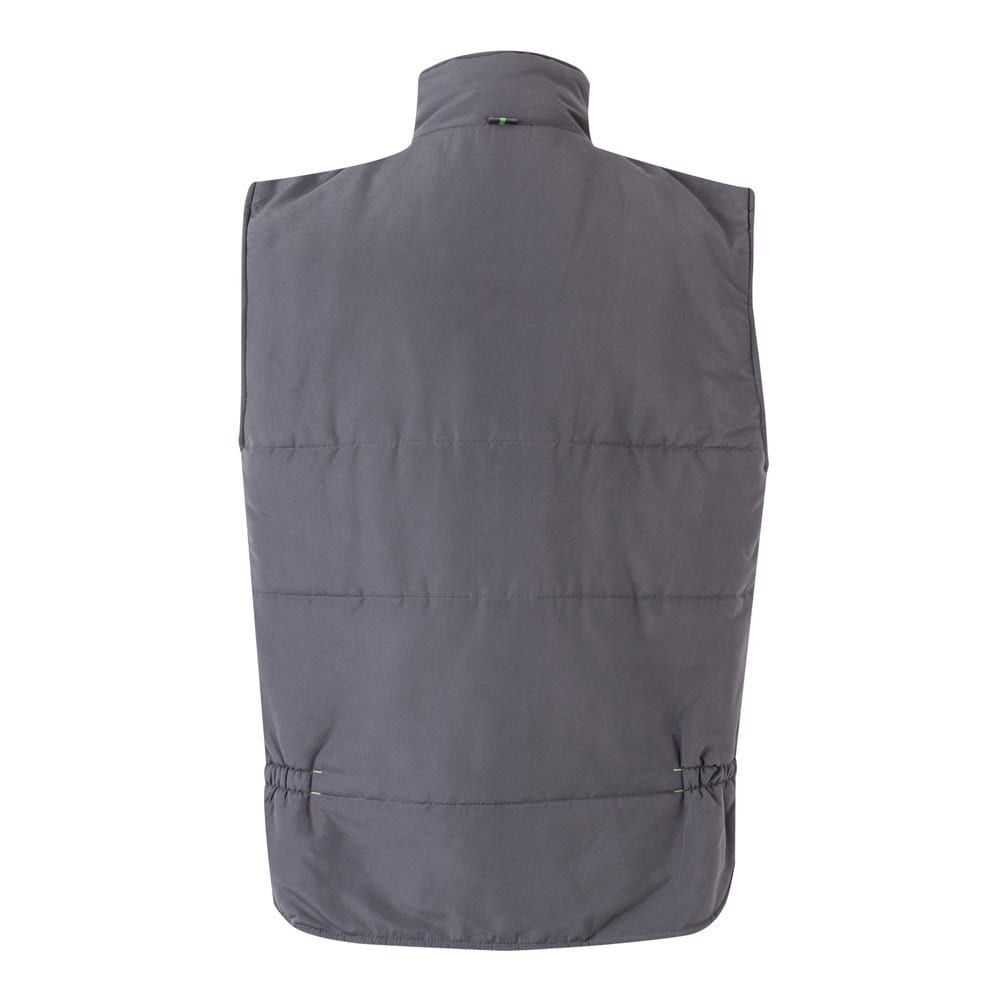 Vadderad väst i tvåfärgad design med multifickor, 120g/m² polyester.