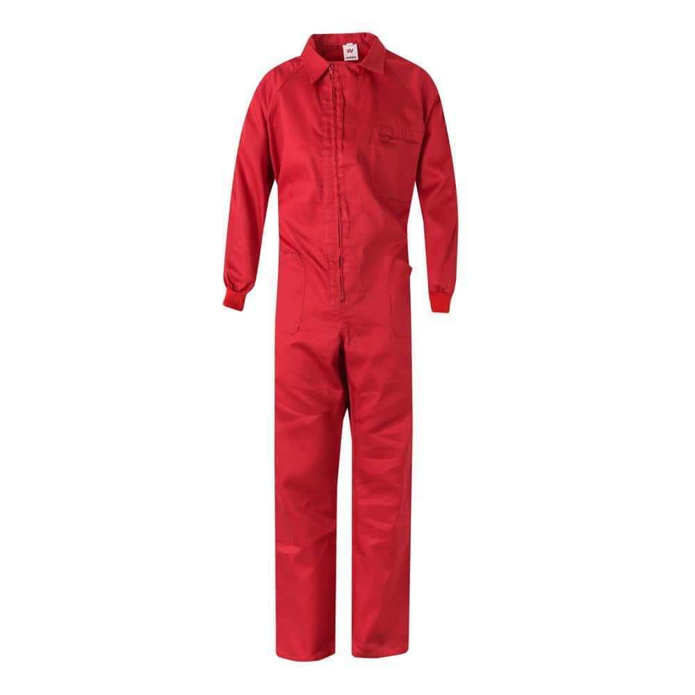 Röd VL YAMA jumpsuit i bomull och polyester, arbetskläder för industri och verkstad.