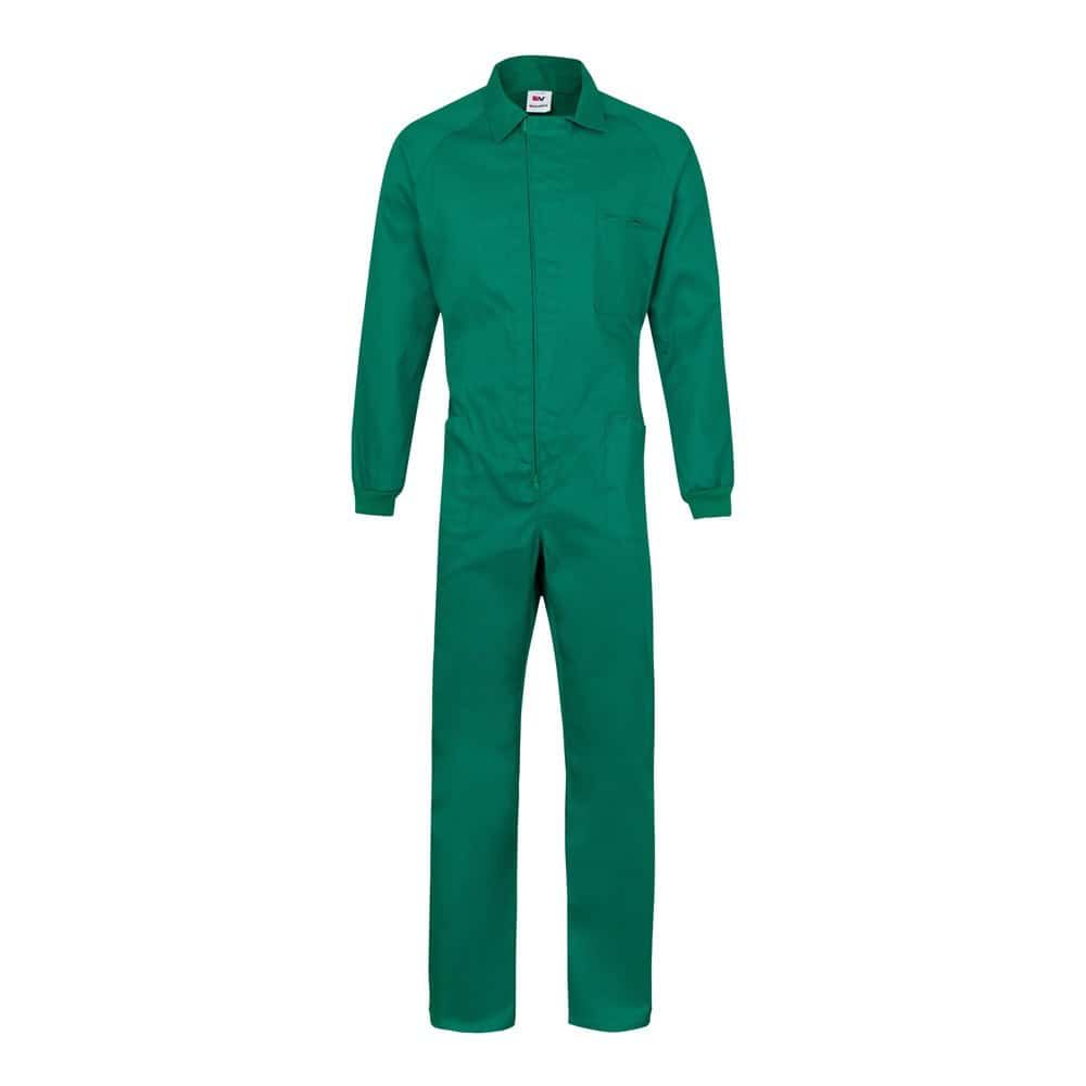 Grön twill arbetsdräkt i bomull och polyester för industriellt bruk.