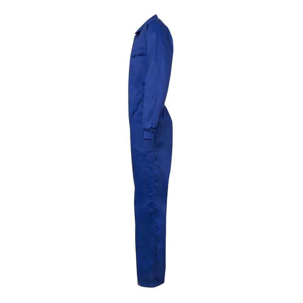 Blå twill-jumpsuit i bomull och polyester, arbetskläder för professionellt bruk.