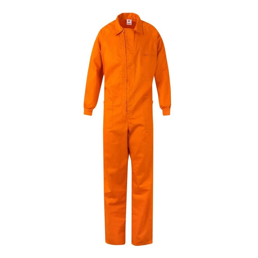 Orange twill arbetsklädsel i bomull och polyester, helkroppsmodell.