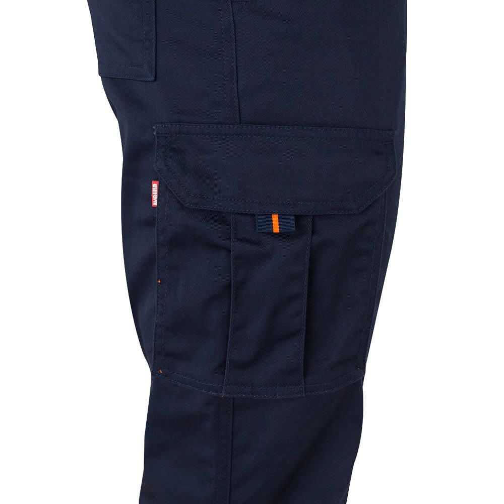 Tvåfärgade stretchbyxor med fickor i bomull, EME och polyester.