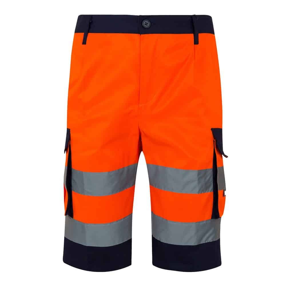 Tvåfärgade bermudashorts med fickor i reflexmaterial för synlighet.