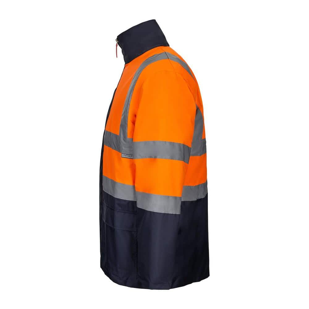 Reflexväst för arbetsbruk i orange med silverreflexband.