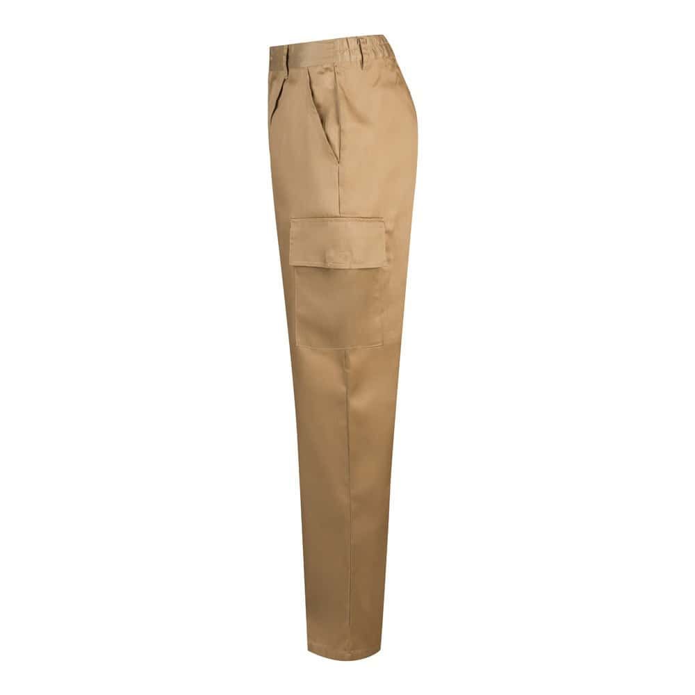 Beiga twillbyxor i bomull och polyester med flera fickor.