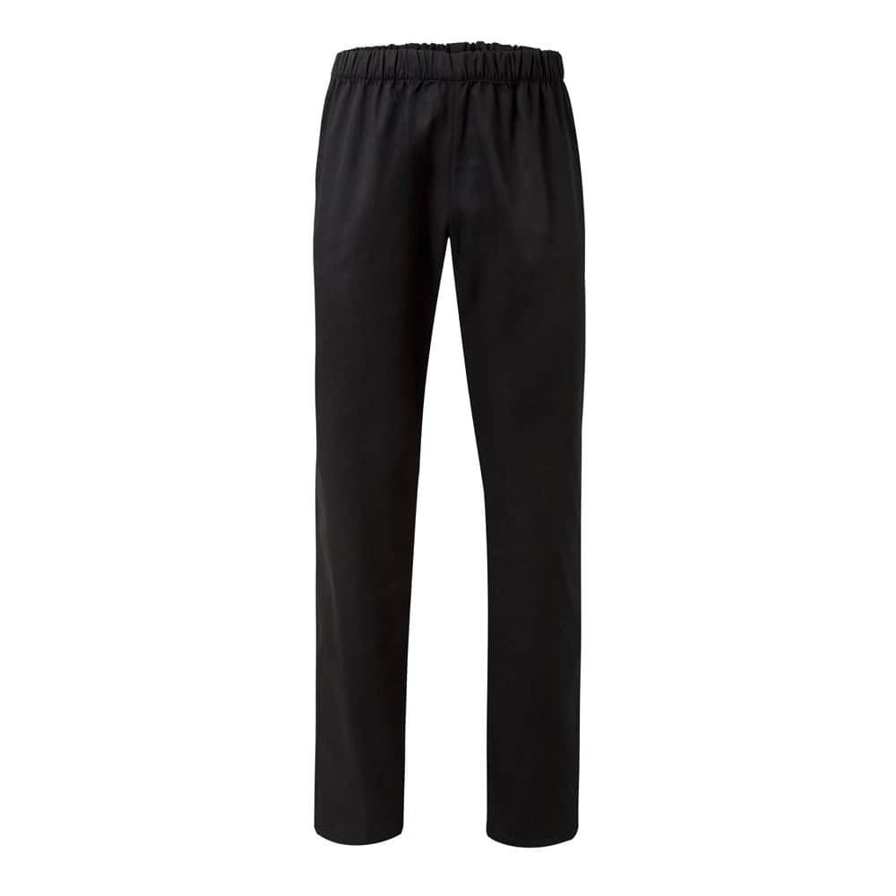 Svarta twillbyxor i bomull och polyester, bekväma och slitstarka.