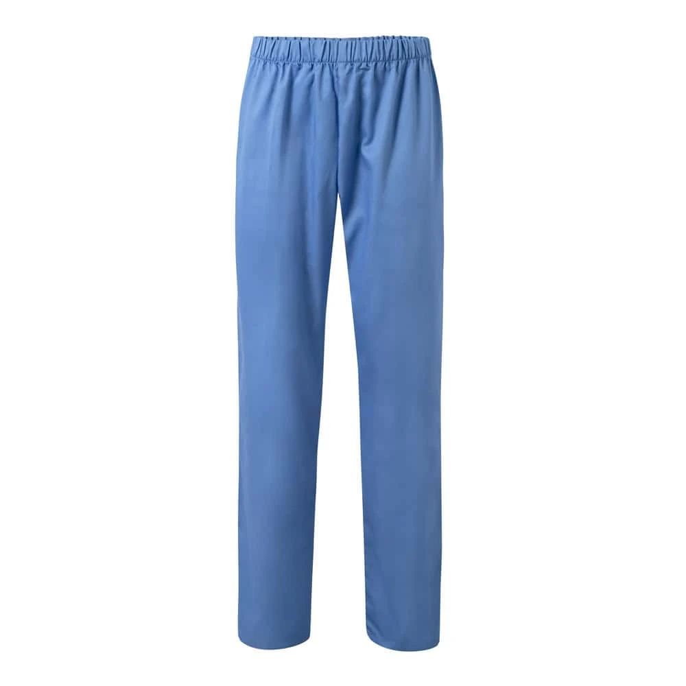 Blå twillbyxor i bomull och polyester för professionellt bruk.