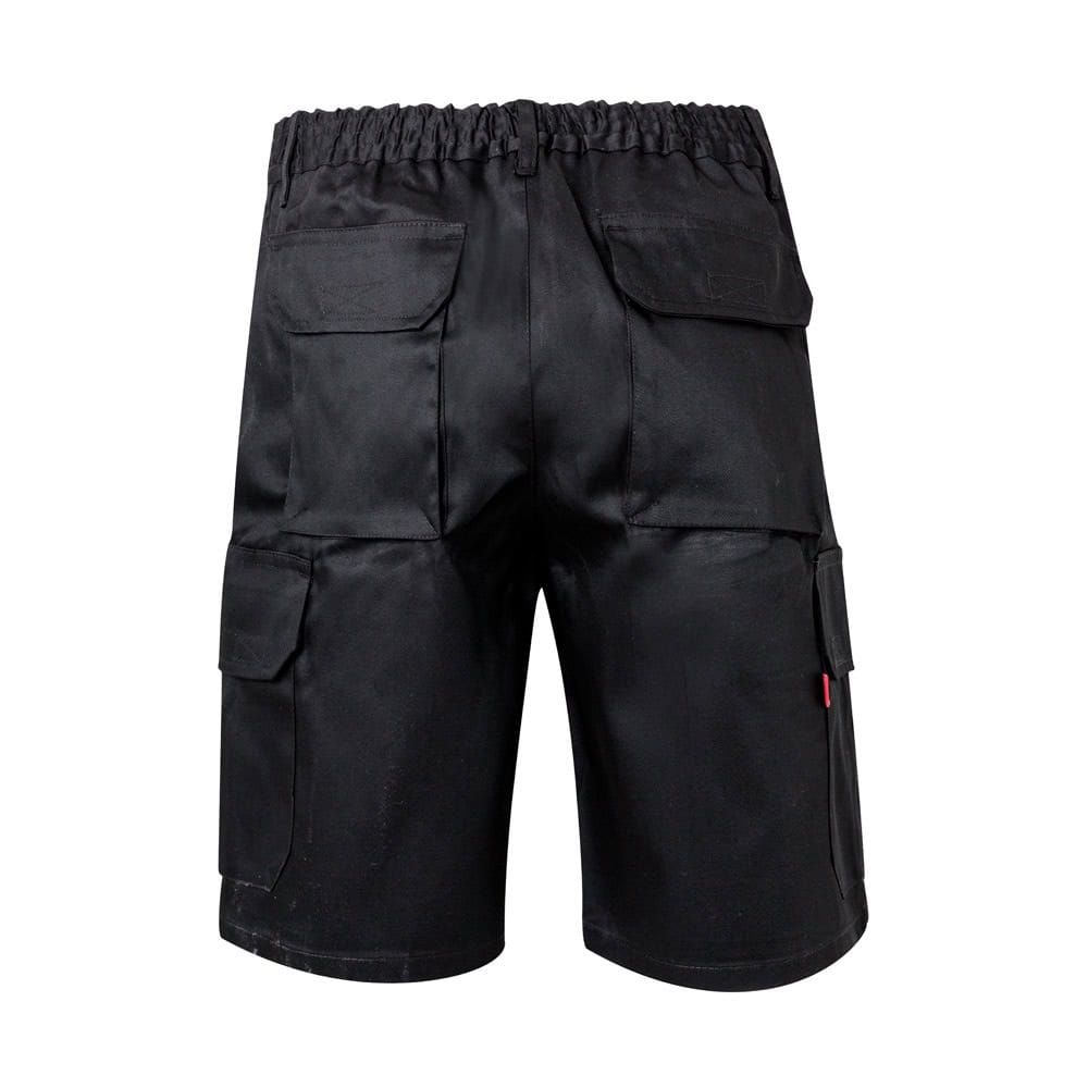 Svarta bermudashorts i twill med flera fickor, 200g/m², bomull och polyester.