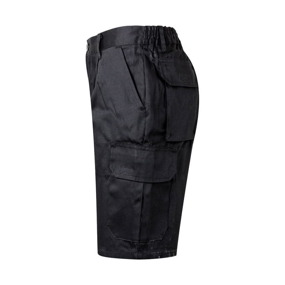 Svarta bermudashorts i twill med flera fickor för män.